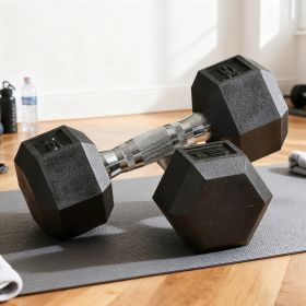 Hex Dumbbell Set of 2 – Rubber Weights with Non Slip Handles (Option: Black)