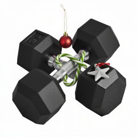 Hex Rubber Dumbbell Set | No-Roll Free Weights (Option: Black-290x220x110 mm)