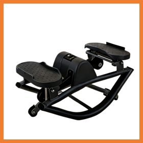 Silent Side-to-Side Swing Stepper with Bands & Counter | Compact Gym (Color: Black)