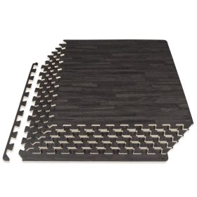 Wood Grain Puzzle Mat 1/2-in (Option: 1/2-in, Carbon Black, 24 Sq Ft - 6 B)