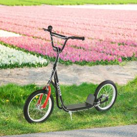 Kids Kick Scooter – Adjustable Handlebar, Dual Rear Brakes & Inflatable Wheels (Option: Black)