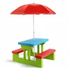 Kids Outdoor Picnic Table with UV Umbrella – Green Activity Table