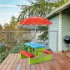 Kids Outdoor Picnic Table with UV Umbrella – Green Activity Table
