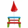 Kids Outdoor Picnic Table with UV Umbrella – Green Activity Table