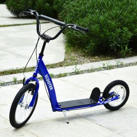 Kids Ride On Kick Scooter – Blue, Adjustable Handlebar & Dual Brakes (Option: Blue)