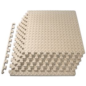 Diamond Plate Exercise Puzzle Mat 1/2-in (Option: 1/2-in, Beige, 24 Sq Ft - 62-)