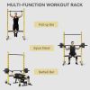 Multi-Function Yellow Squat Rack with Pull Up Bar