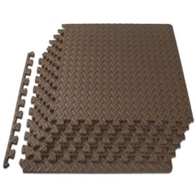 Diamond Plate Exercise Puzzle Mat 1/2-in (Option: 1/2-in, Brown, 24 Sq Ft - 62-)