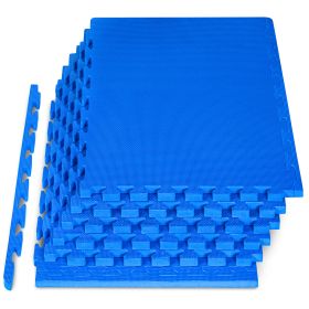 Weaved Pattern Exercise Puzzle Mat 1-in (Option: 1-in, Blue, 24 Sq Ft - 6)