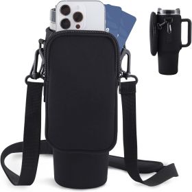 Slok Water Bottle Carrier Bag for 40oz Tumbler with Handle (Option: Black)