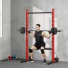 Red Half Rack Squat Stand with Bench & Pull-Up Bar
