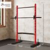 Red Half Rack Squat Stand with Bench & Pull-Up Bar