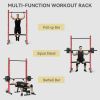 Red Half Rack Squat Stand with Bench & Pull-Up Bar