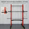Red Half Rack Squat Stand with Bench & Pull-Up Bar