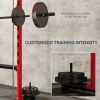 Red Half Rack Squat Stand with Bench & Pull-Up Bar