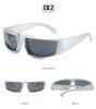 Steampunk Y2K Silver Mirror Sport Sunglasses