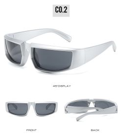 Steampunk Y2K Silver Mirror Sport Sunglasses (Frame Color: As Picture, Lenses Color: sliver)