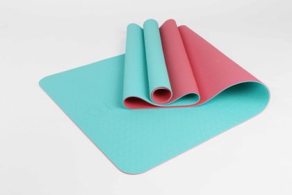 2 Tone TPE Premium Yoga Mat – Non Slip, Dual Color, High Density Support for Yoga & Fitness (Material: TPE, Color: Blue/Pink)