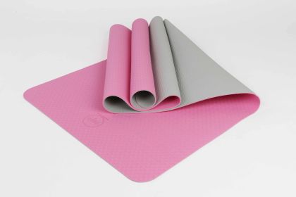 2 Tone TPE Premium Yoga Mat – Non Slip, Dual Color, High Density Support for Yoga & Fitness (Material: TPE, Color: Fabric Pink/Gray)