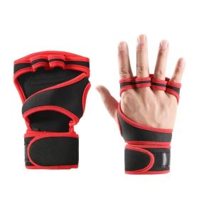 Unisex Weightlifting Gym Training Gloves (1 Pair) (Color: Red, size: L)