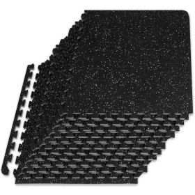 Rubber Top Exercise Puzzle Mat 1/2-in, Grey (Option: 1/2-in, Grey, 48 Sq Ft - 12n,)