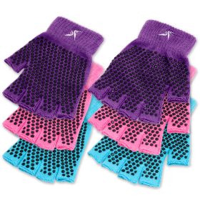 Grippy Yoga Gloves, (Option: Purple-Pink-Aqua, 3PK)