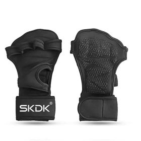Weightlifting Fitness Gloves with Wrist Wraps | Gym Gear (Color: Black, size: XL)