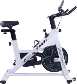 Silent Magnetic Indoor Stationary Bike with Belt Drive & LCD (Color: White)