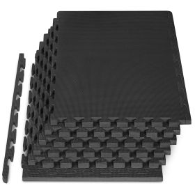 Weaved Pattern Exercise Puzzle Mat 1-in (Option: 1-in, Black, 24 Sq Ft - 6)