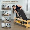Wooden Adjustable Weight Bench with Dumbbell Rack Black