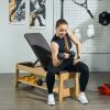 Wooden Adjustable Weight Bench with Dumbbell Rack Black