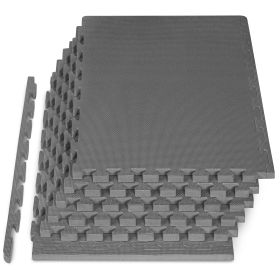 Weaved Pattern Exercise Puzzle Mat 1-in (Option: 1-in, Gray, 24 Sq Ft - 6)