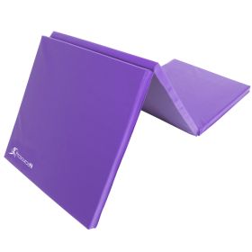 Bi-Fold Folding Exercise Mat 6ft x 2ft (Option: Purple)